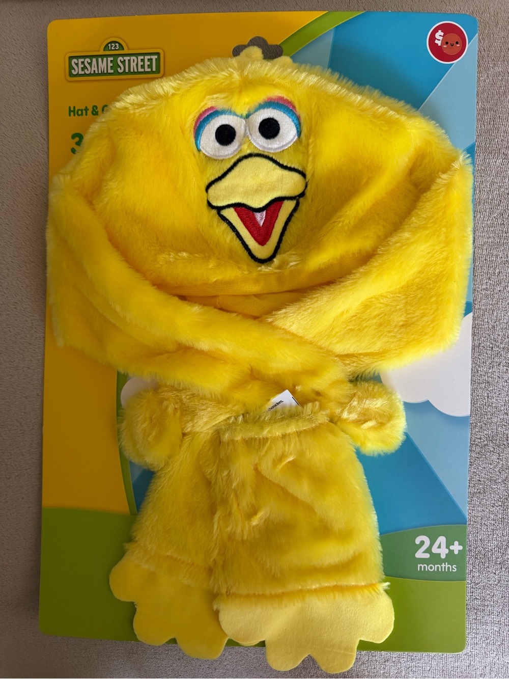 Sesame Street Big Bird Plush Yellow Hat and Scarf Set